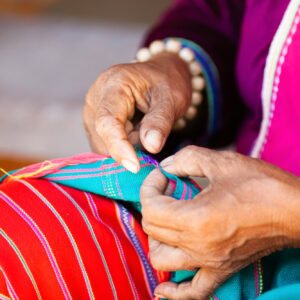 beautiful handmade fabrics of hill tribe people of Thailand