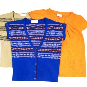 Modern warm waistcoats and tunic on a white.